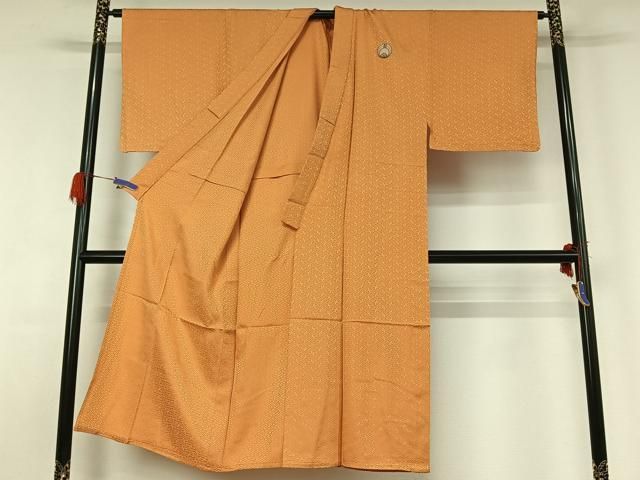 色紋付 正絹 逸品 羽織セット 石畳地紋 鉛色 平和屋着物○男性 羽織