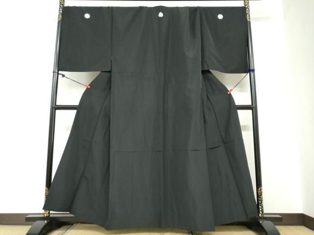 平和屋着物▽男性　単衣　黒紋付　キングサイズ　正絹　逸品　DABC2303ud
