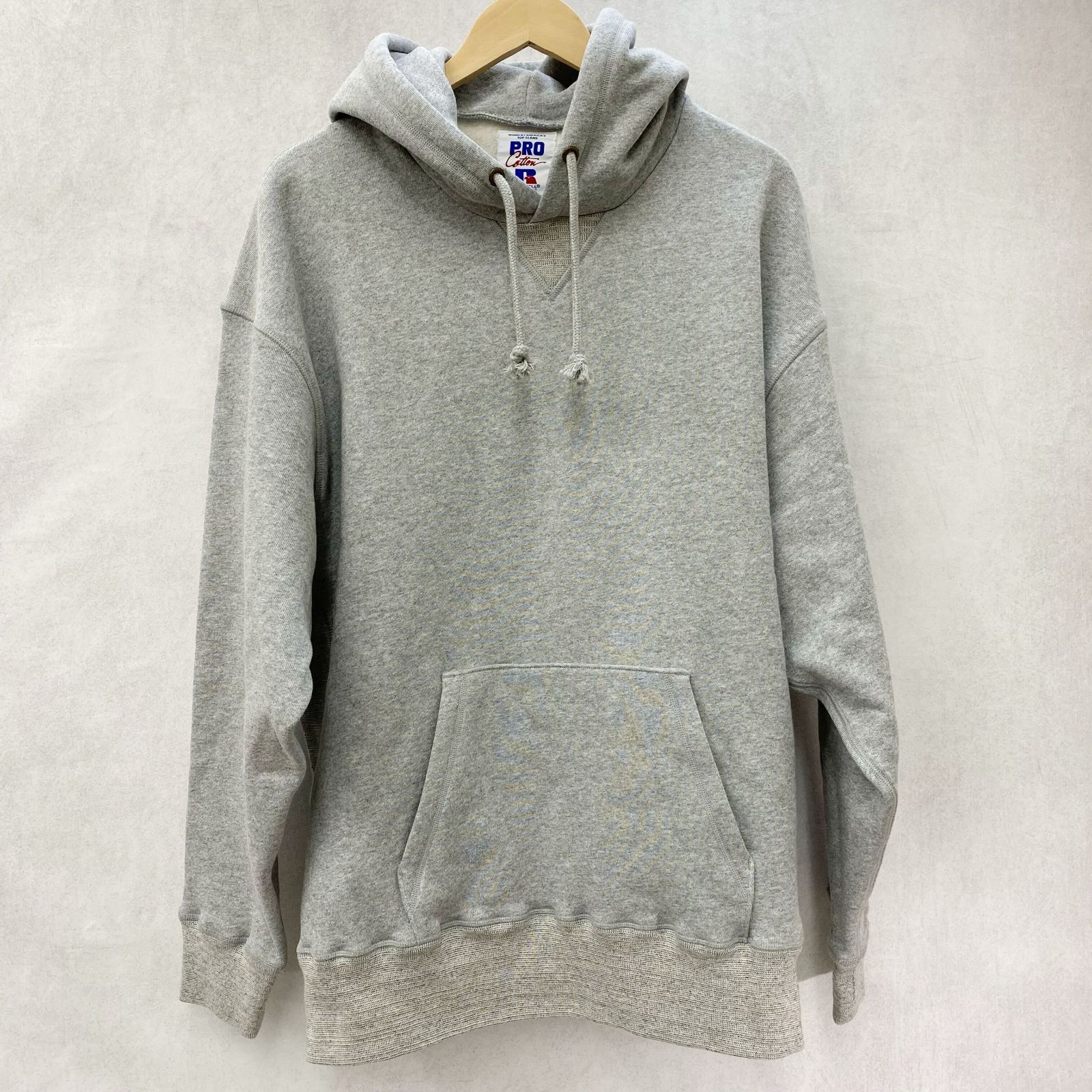 極美品 Russell Athletic PRO Cotton プルオーバーパーカー パーカー XXL グレー  メンズ ファッション _201023