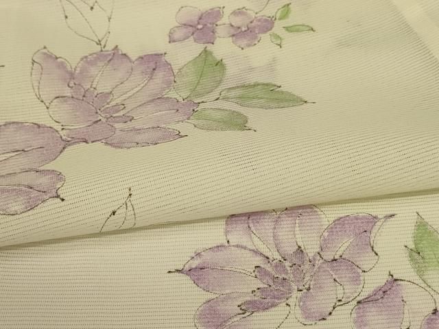 平和屋着物＊夏物 小紋 絽 手描き 草花文 洗える着物 AABG9186jd