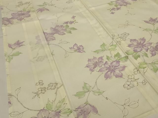平和屋着物＊夏物 小紋 絽 手描き 草花文 洗える着物 AABG9186jd