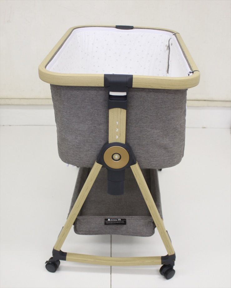 ベビー家具・寝具 美品 HZDMJ ベビーベッド グレー 添い寝 寝台サイズ