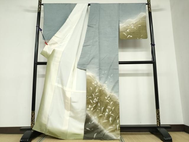 平和屋着物●訪問着　紬地　絞り　草花文　正絹　逸品　DABC2700ud 平和屋着物○訪問着 紬地 絞り 草花文 正絹 逸品 DABC2700ud - メルカリ