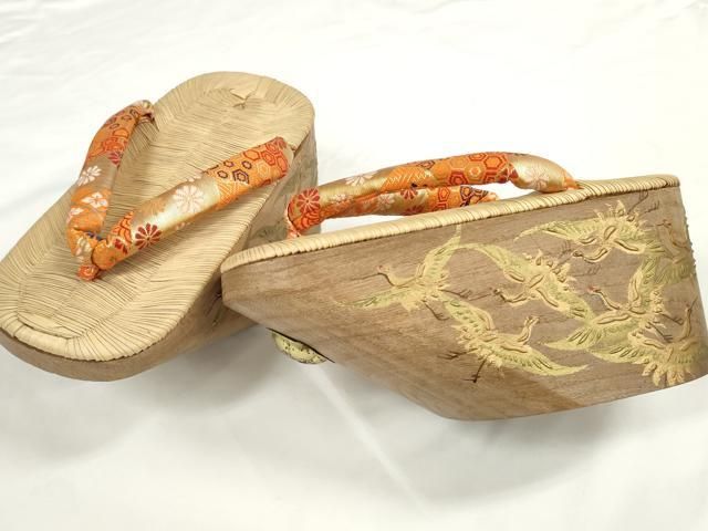 平和屋本店○女の子 子供 ぽっくり下駄 おこぼ こっぽり下駄 白木台 金