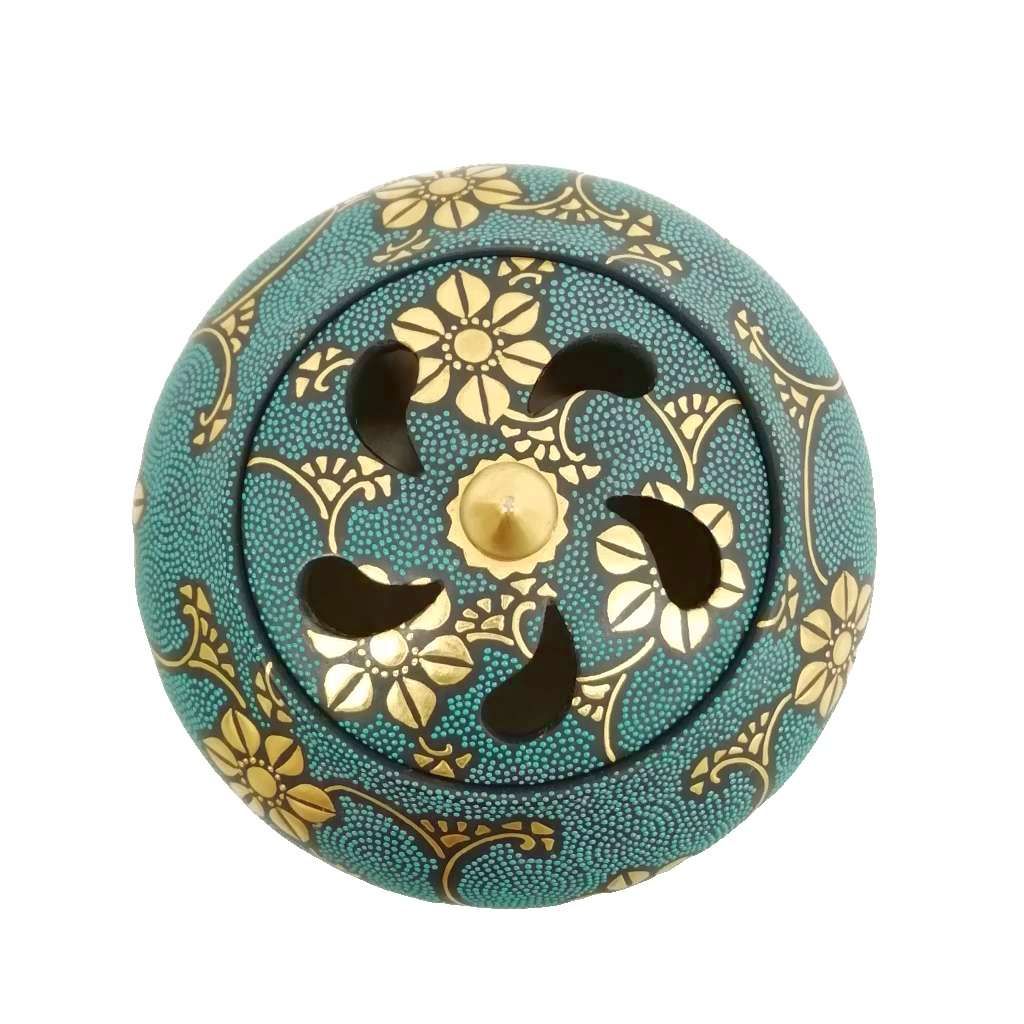 九谷焼 仲田錦玉 盛金宝相華唐草文青粒 香炉 香道具 共箱あり - メルカリ