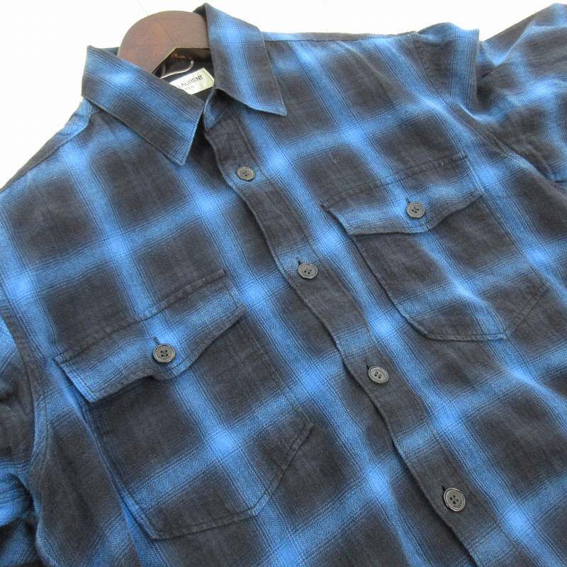 サンローラン パリ SAINT LAURENT PARIS XS オンブレ チェックシャツ
