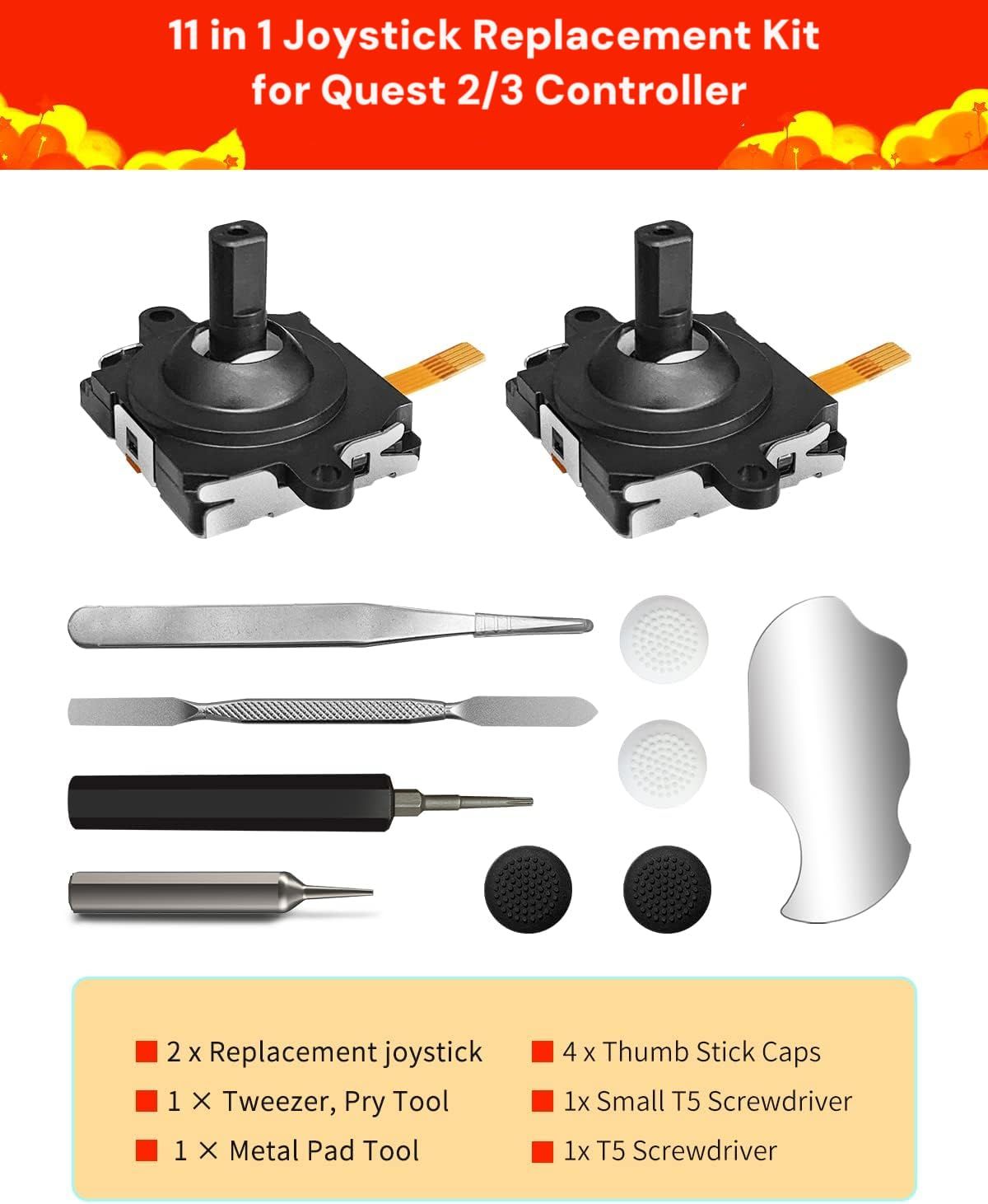 Oculus Quest 2コントローラー用ジョイスティック交換キット、Meta