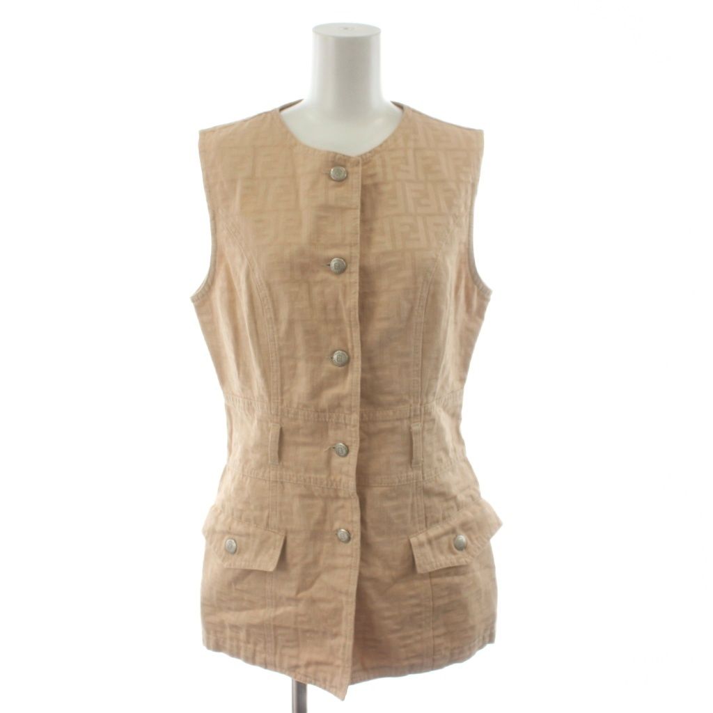 フェンディ FENDI ズッカ柄 ベスト コットン I42 ピンク /AN38