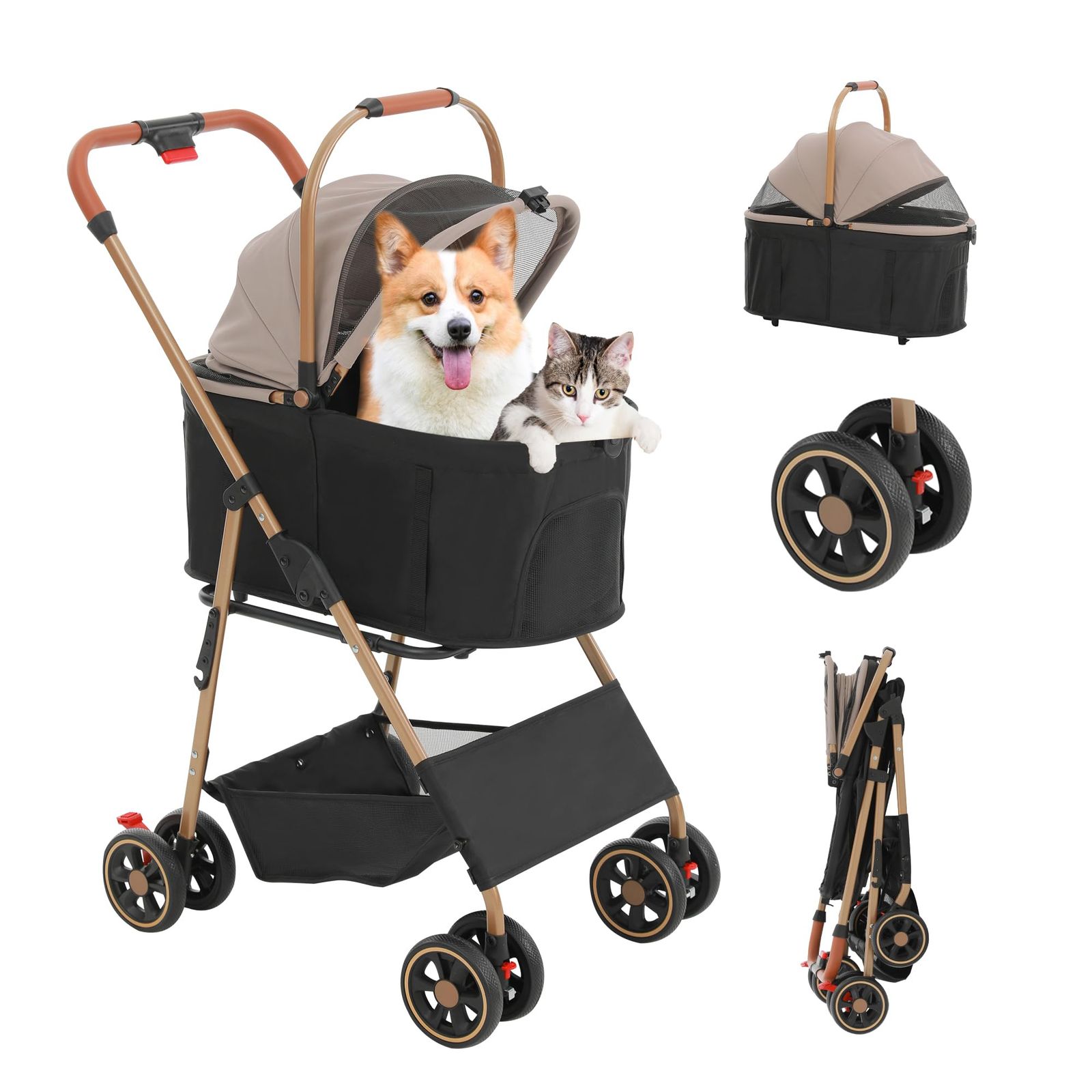 2026防水60cmゆりかご・多頭】TRAIL TAIL ペットカート 多頭の小型犬