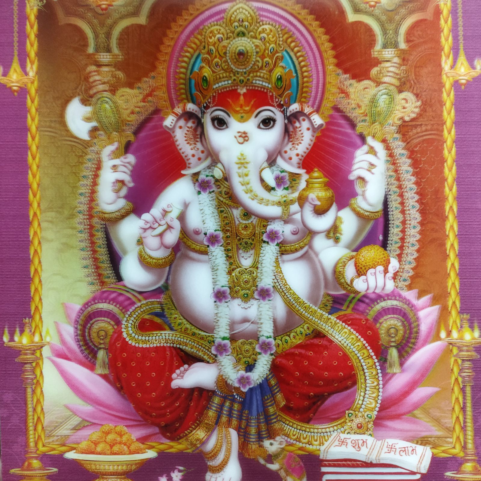 ヒンドゥー教の神様 ガネーシャ ホログラム 立体画像パネル 3D