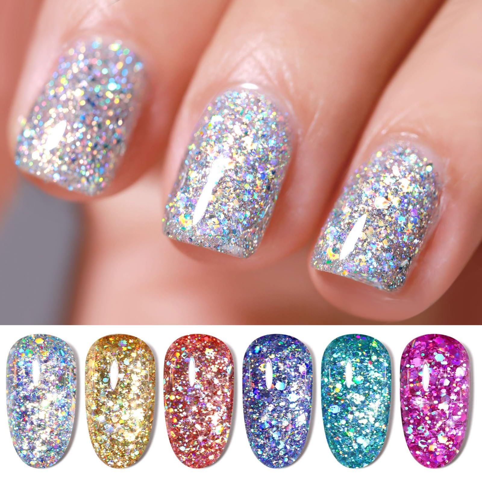 春夏ネイル 6色 ホログラム ゴールド ホログリッター ブルー ラメ入り