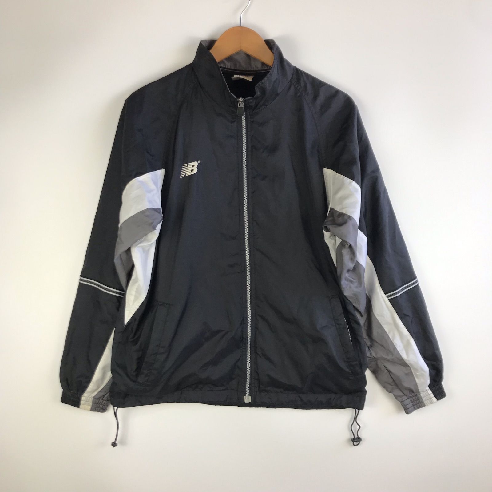 new balance ジップアップジャケット メンズ M ブラック×ホワイト