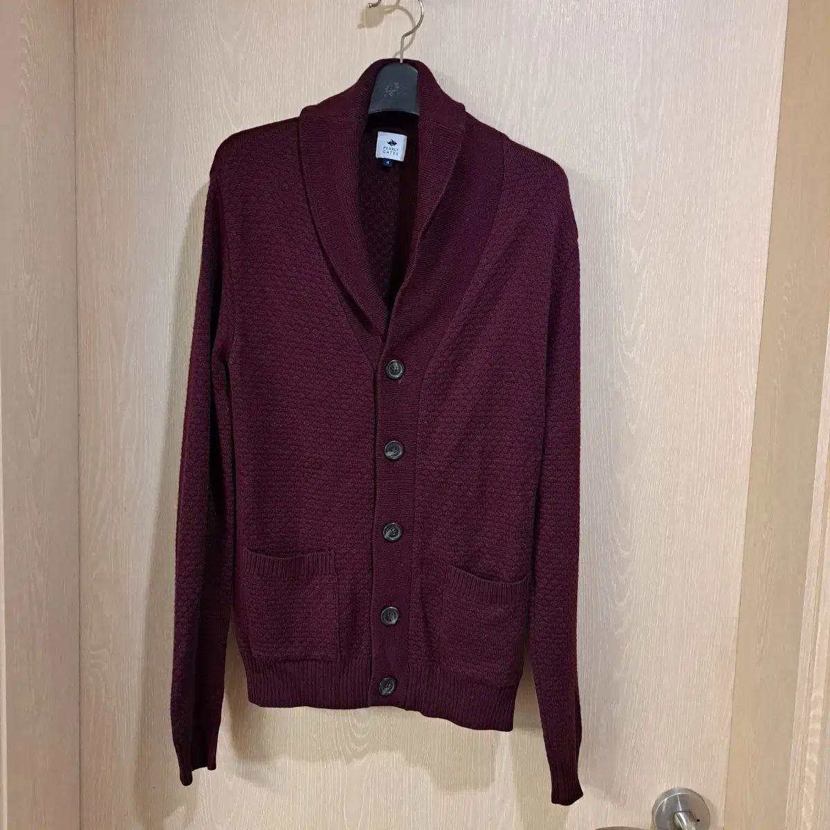 パーリーゲイツ バーガンディ ケーブル編み カーディガン - メルカリ