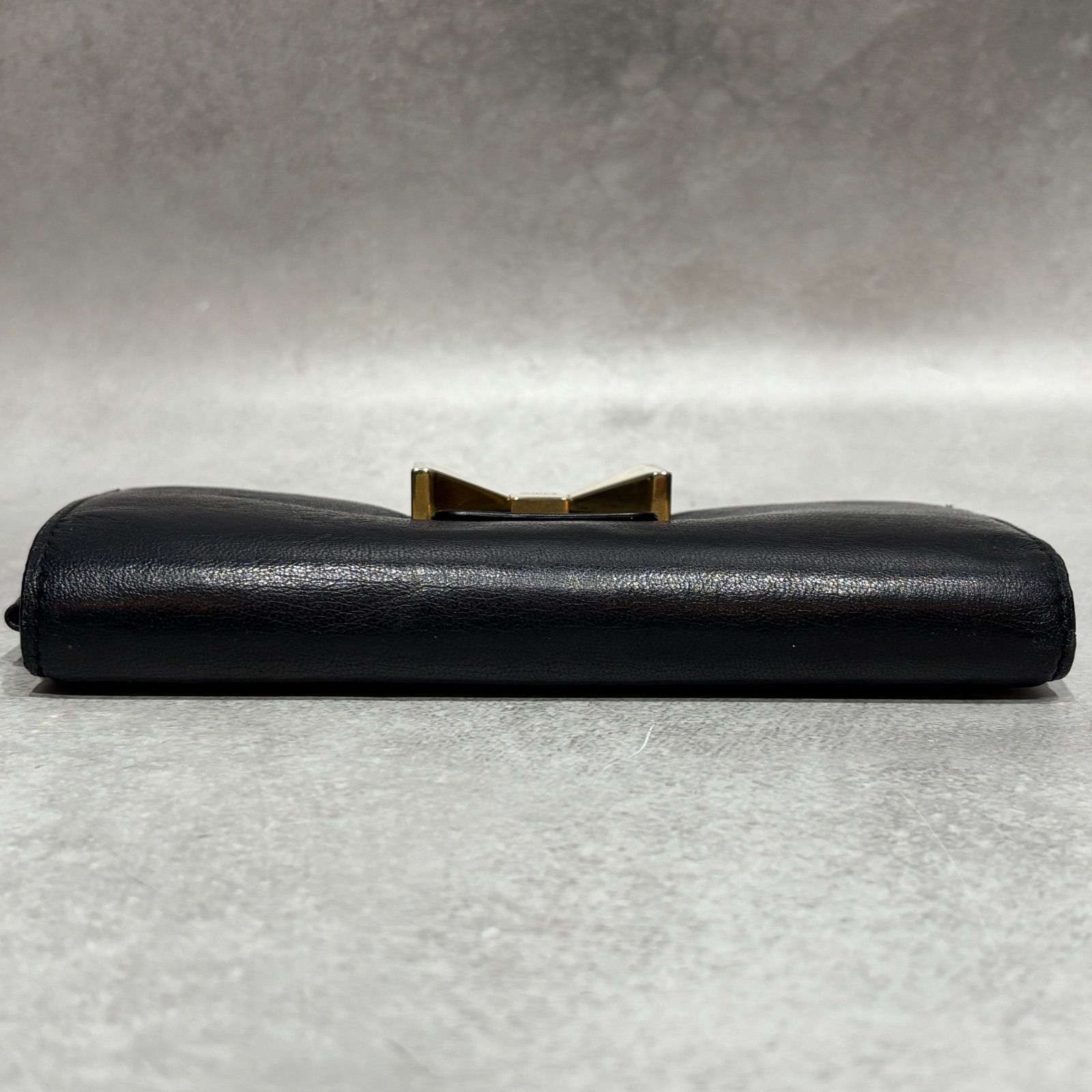Chloé クロエ リボンモチーフ 長財布 レザー ブラック Black ゴールド