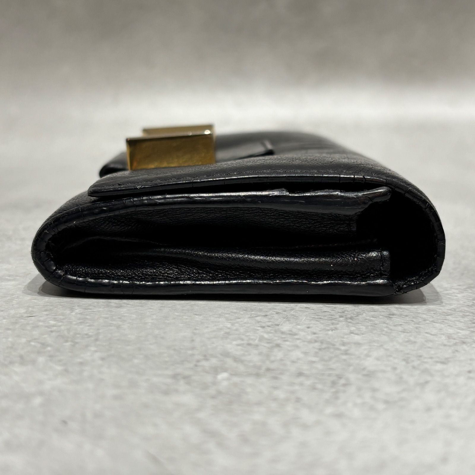 Chloé クロエ リボンモチーフ 長財布 レザー ブラック Black ゴールド