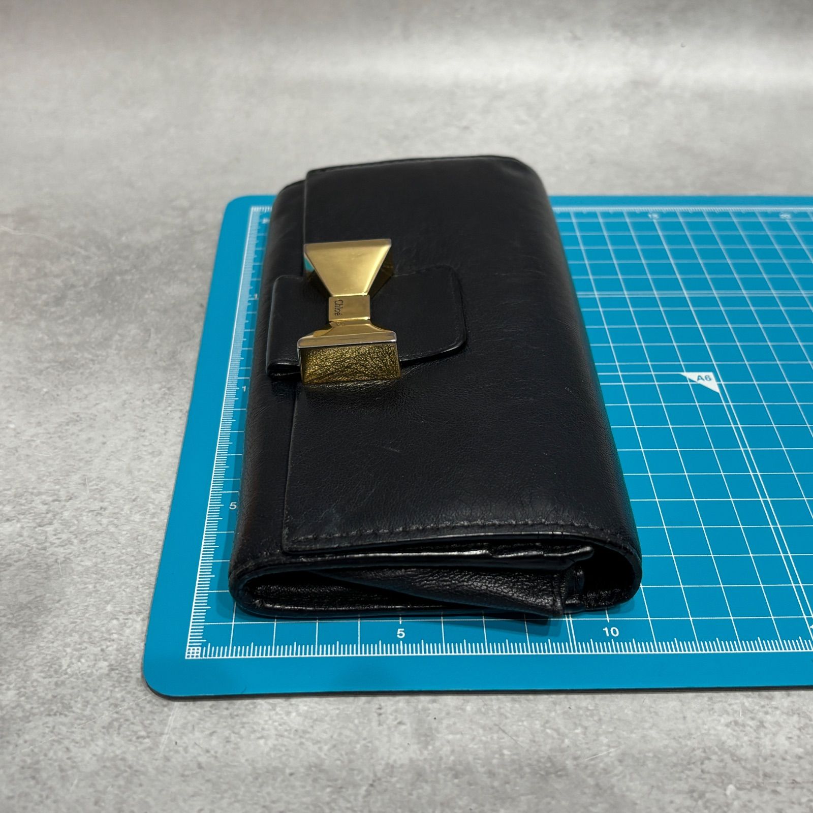 Chloé クロエ リボンモチーフ 長財布 レザー ブラック Black ゴールド