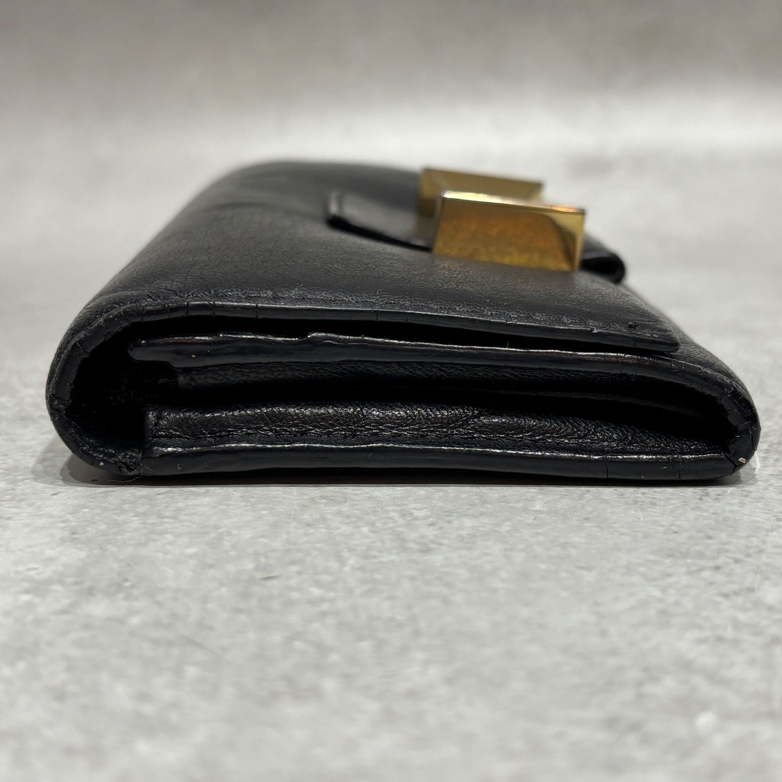 Chloé クロエ リボンモチーフ 長財布 レザー ブラック Black ゴールド 