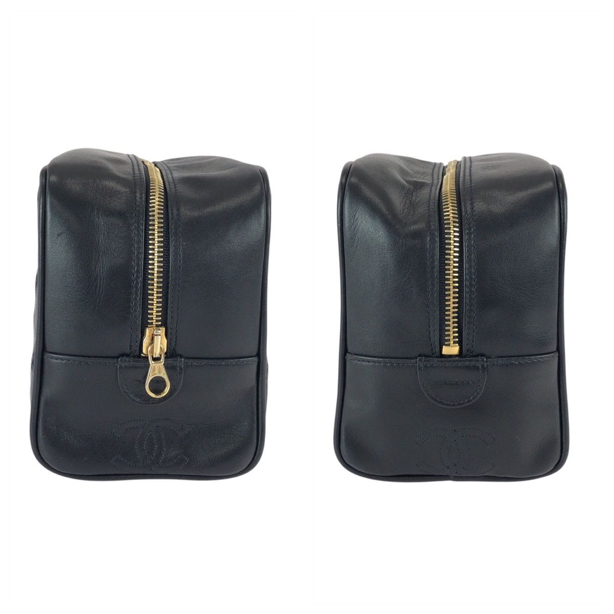 美品 CHANEL シャネル ビコローレ ココマーク 化粧ポーチ ブラック 黒