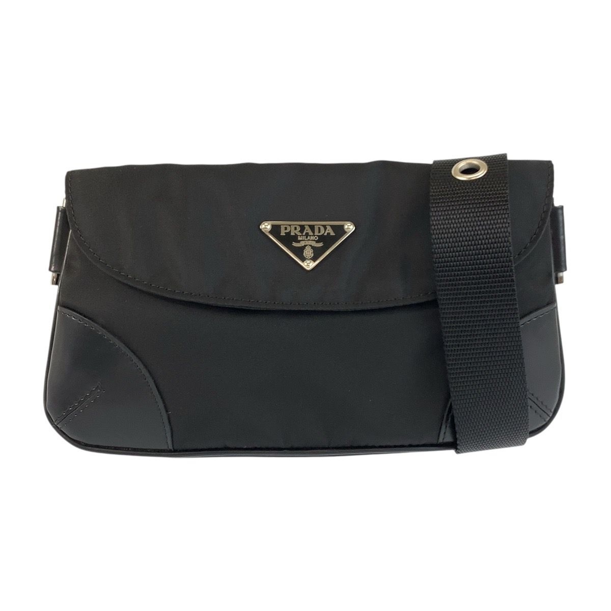 美品 プラダ テスート 三角ロゴプレート ブラック ナイロン/レザー