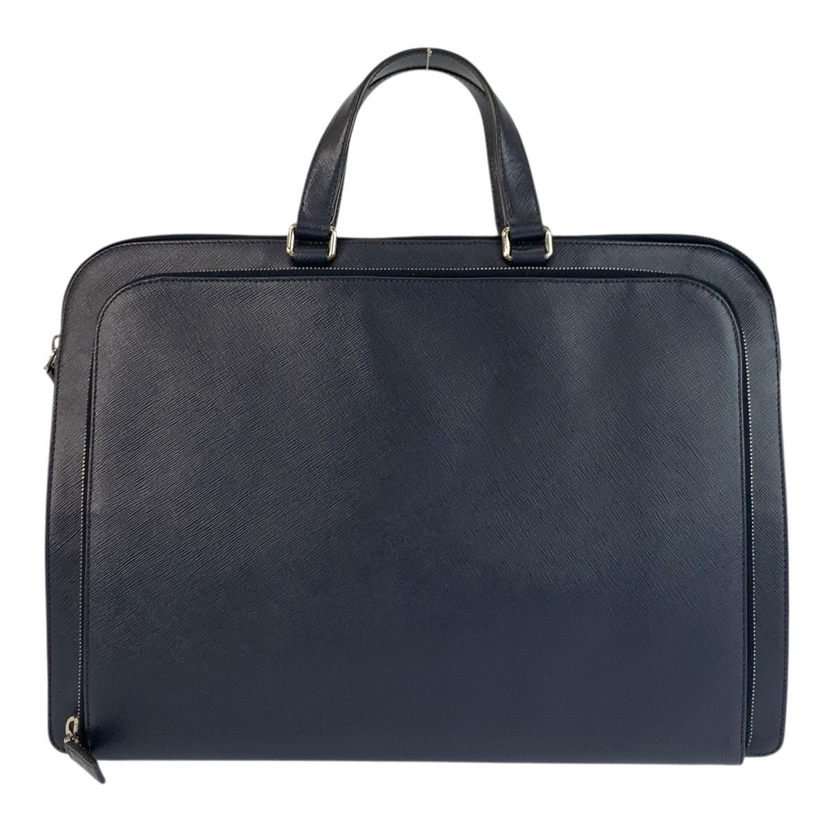 美品 PRADA プラダ サフィアーノ ネイビー シルバー金具 レザー