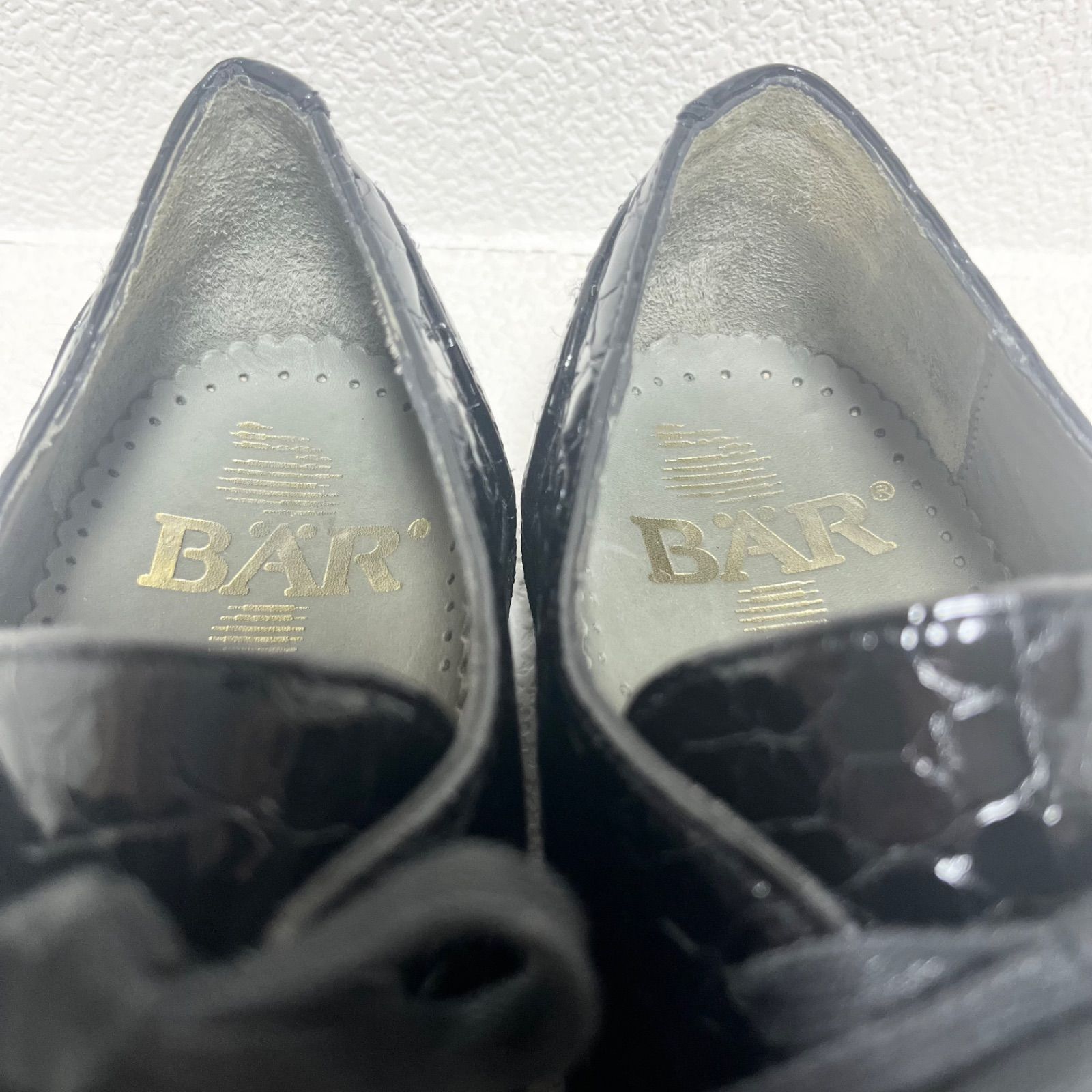 極美品 BAR ベアー プリンセスシューズ 22cm 黒 エナメル クロコ型押し