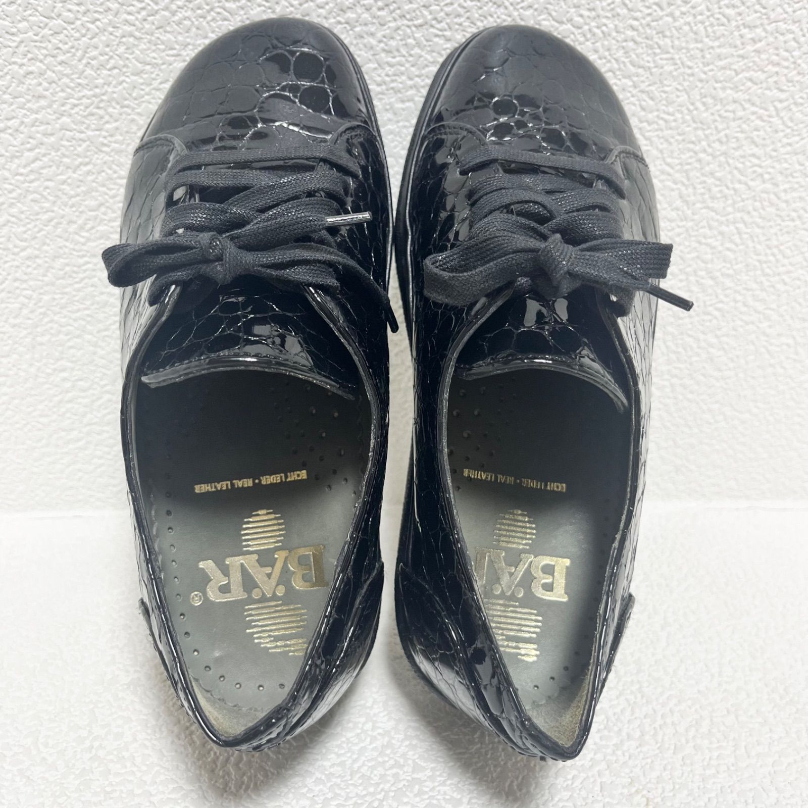 BAR ベアー ドイツ製高級革靴 プリンセスシューズ　コンフォートシューズ 極美品 BAR ベアー プリンセスシューズ 22cm 黒 エナメル クロコ型押し