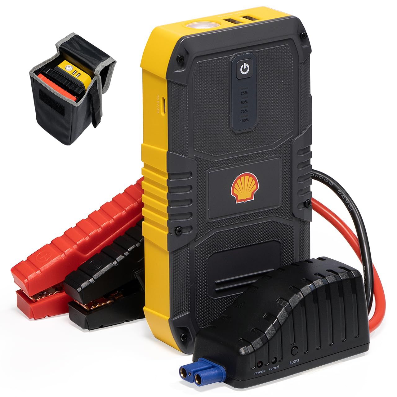 Shell シェル ジャンプスターター 10000mAh大容量 ピーク電流800A 12V 