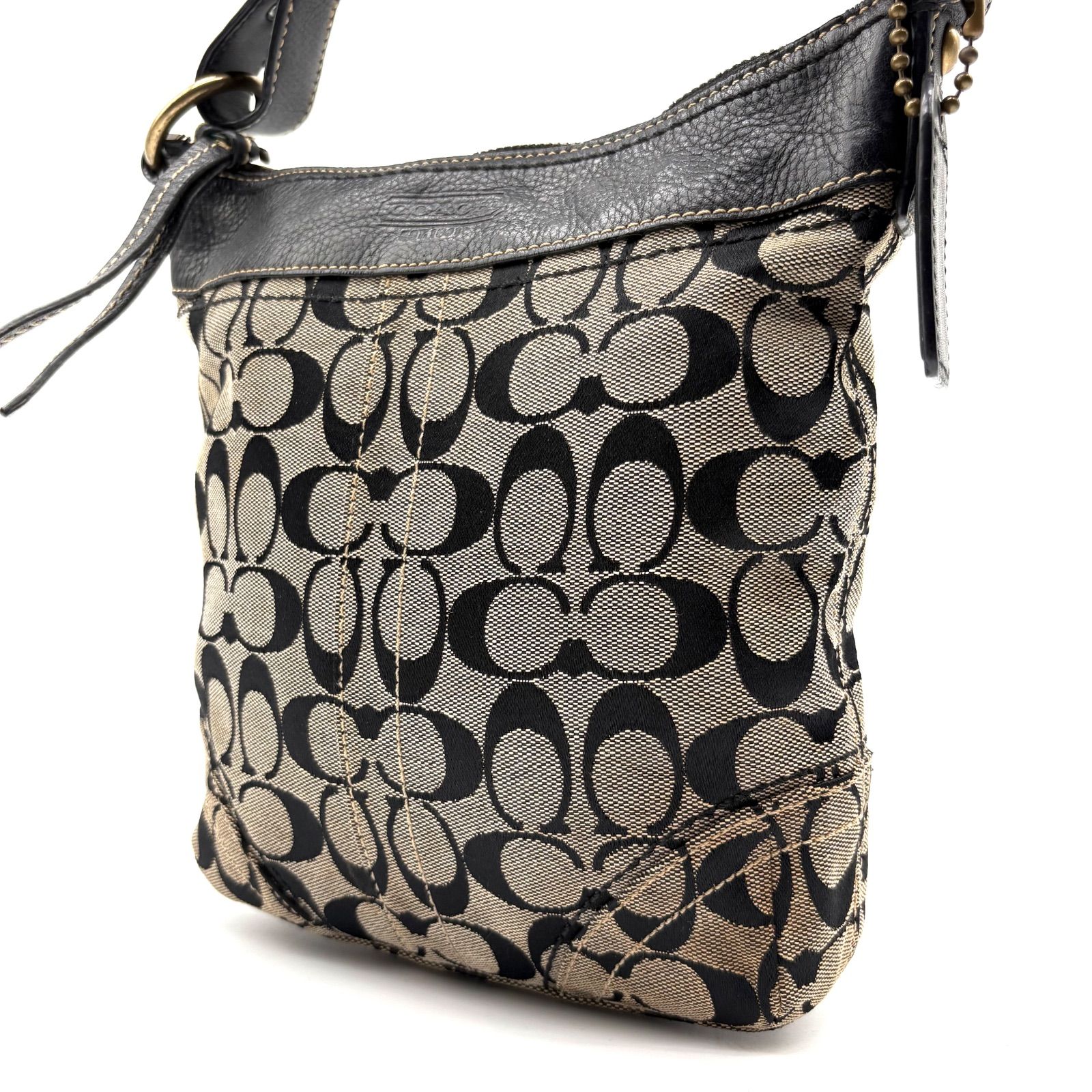 美品✨Y2K COACH シグネチャー ワンショルダーバッグ COACH y2k signature canvas leather shoulderbag コーチ シグネチャー