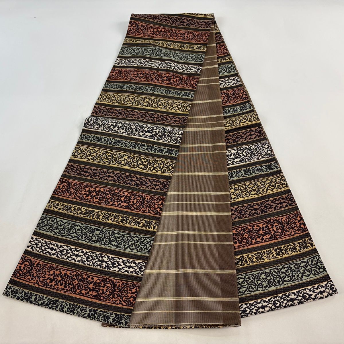 袋帯 名品 縞 幾何学模様 金糸 黒 全通 正絹 【中古】 - メルカリ