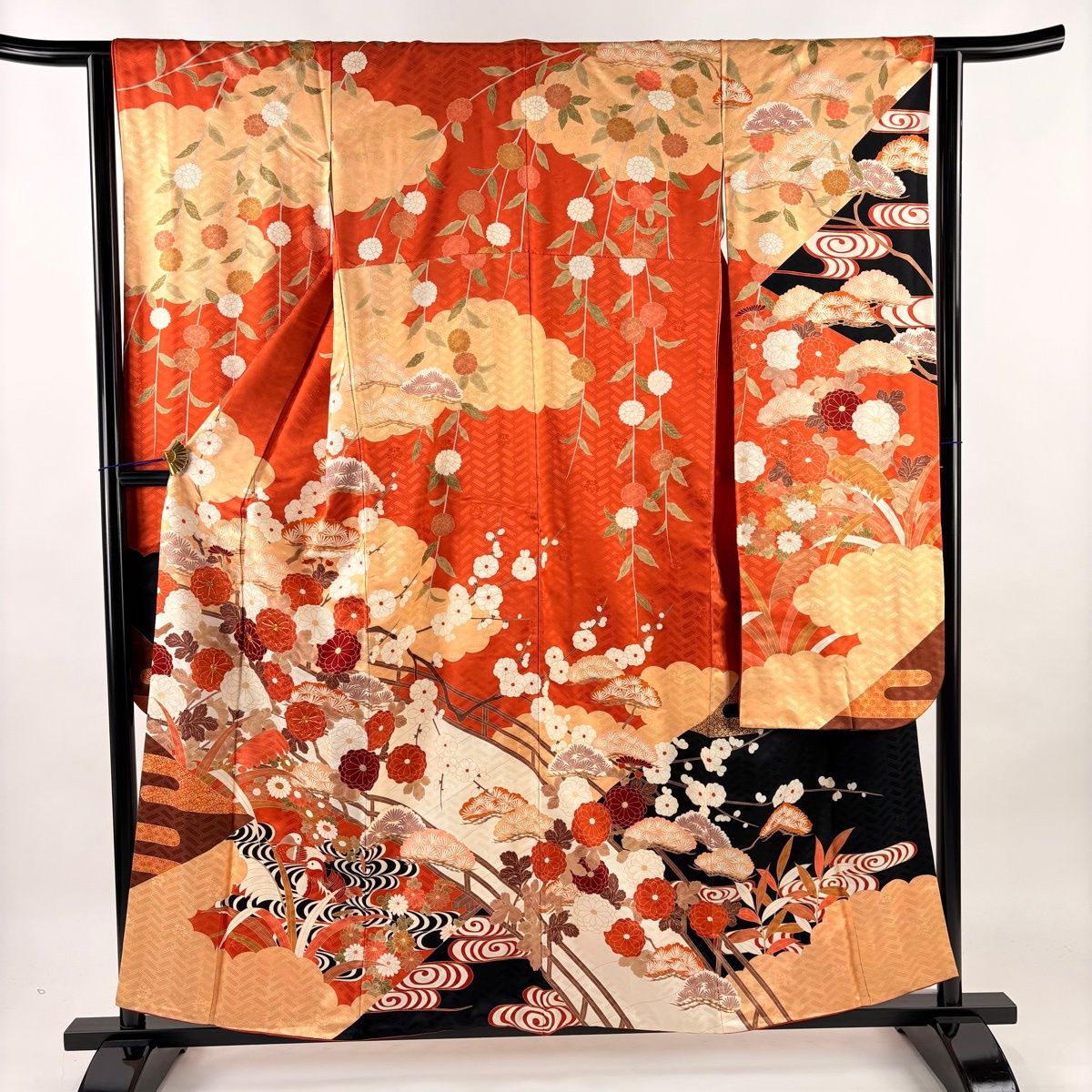 振袖 身丈157cm 裄丈62cm S 袷 吾妻徳穂 ますいわ屋 落款 菊 橋 金糸