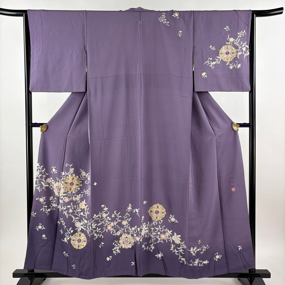 時代屋 美品 裄68.2cm ロング寸 帝王紫 訪問着 正絹 未使用 時代屋 美品 裄68.2cm ロング寸 帝王紫 訪問着 正絹 未使用