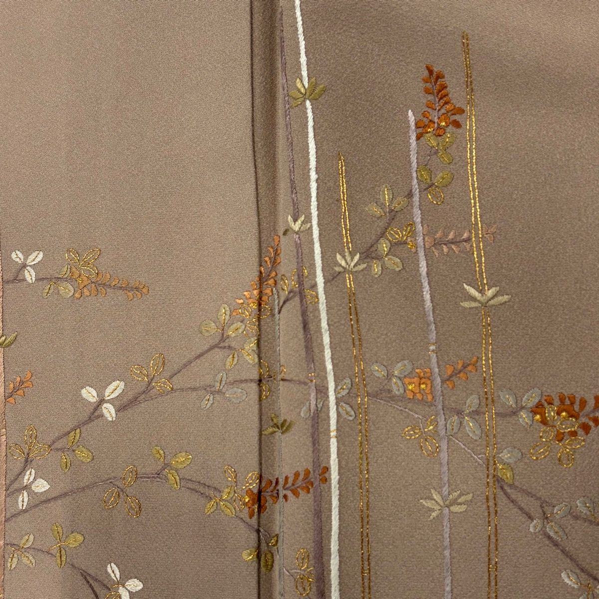 付下げ 身丈162.5cm 裄丈64.5cm M 袷 枝花 光悦垣 金糸 刺繍 付下げ 身丈162.5cm 裄丈64.5cm M 袷 枝花 光悦垣 金糸 刺繍