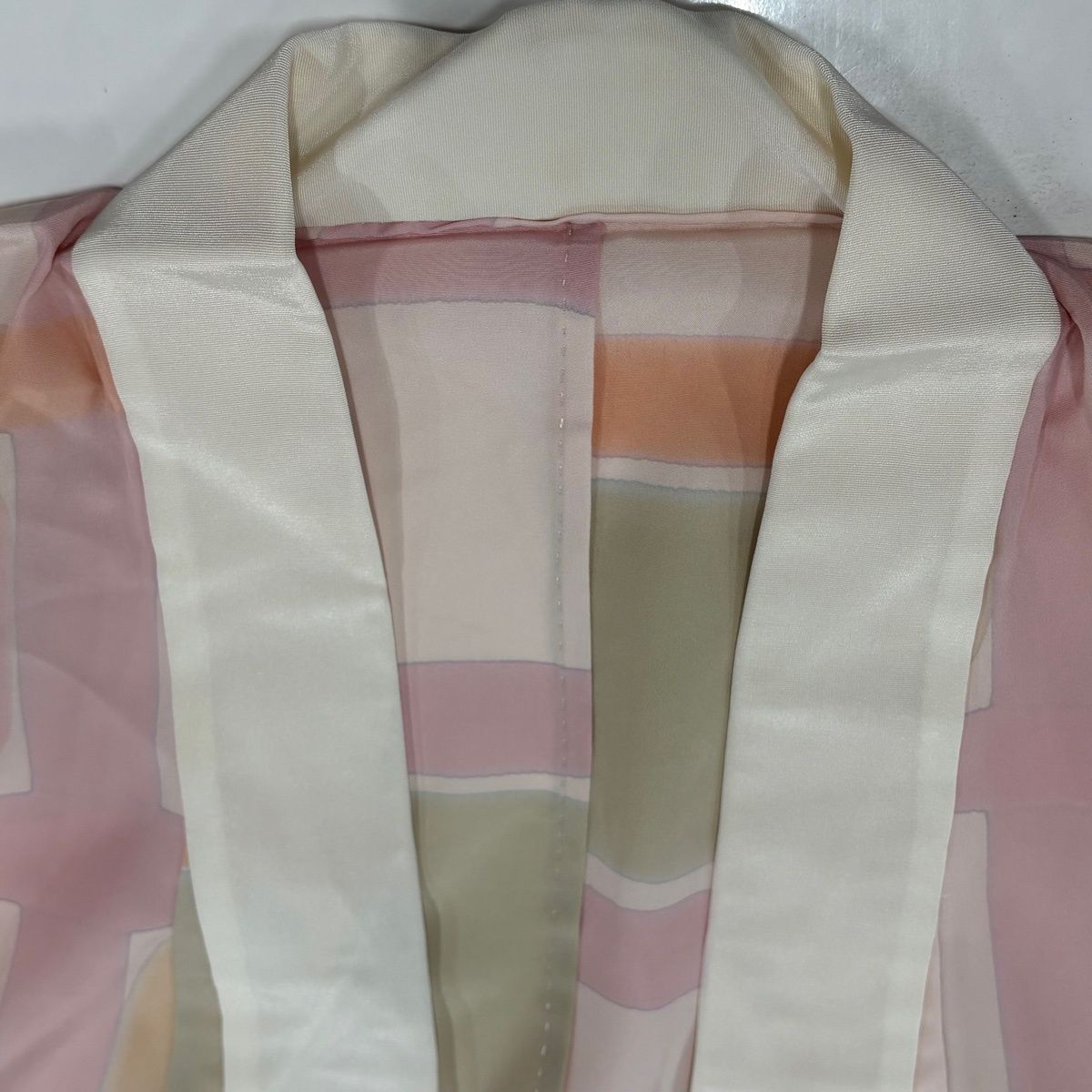 美品】 長襦袢 身丈121cm 裄丈63cm S 琉球藍泥染 証紙 格子 幾何学模様