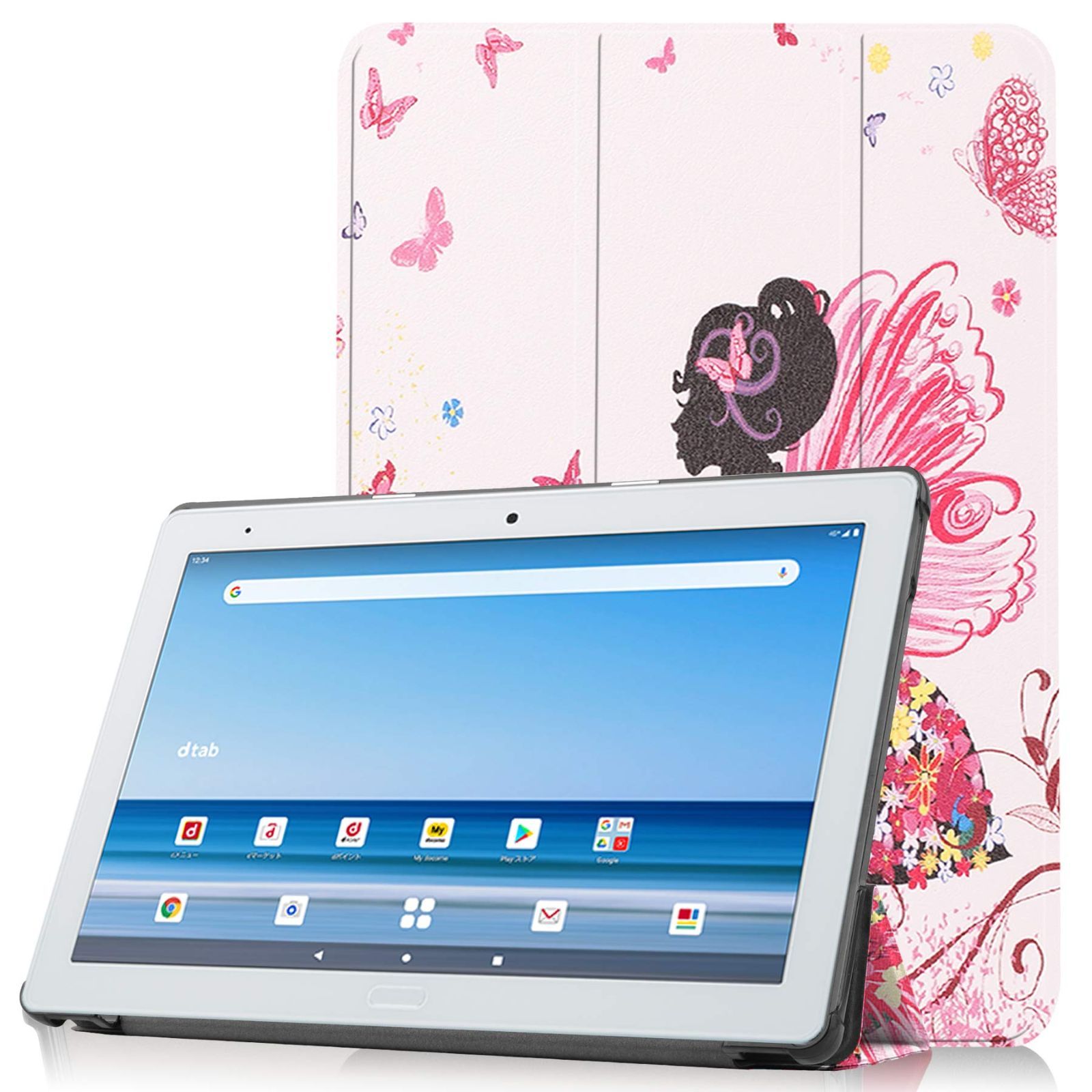 For NTTドコモ dtab d-41A ケース [Gos Elec] 軽量 薄型 三つ折