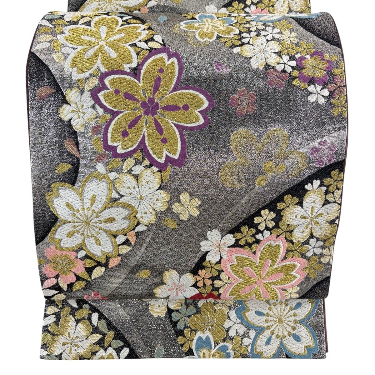 美品】 袋帯 秀品 桜 金銀糸 唐織 銀色 六通 正絹 【中古】 - メルカリ