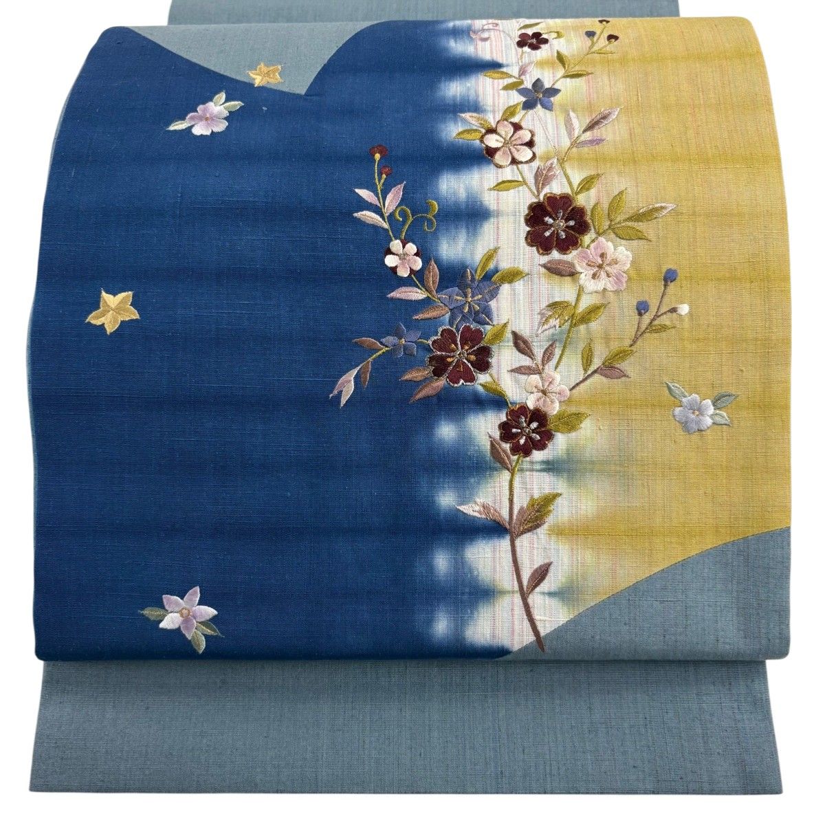 袋帯 美品 秀品 紬地 草花 縞 緑 お太鼓柄 正絹 【中古】 | PIOUSTEC.COM