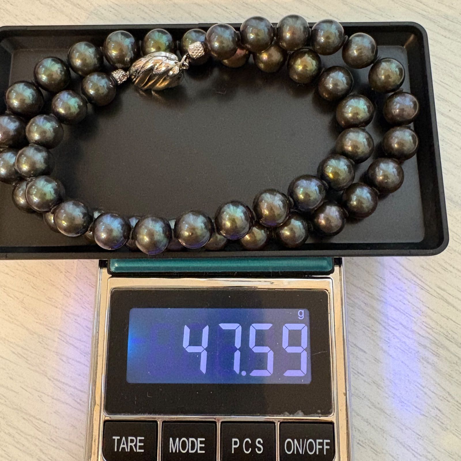 照り抜群✨ジュエリーマキ 黒真珠 約8.3-9.3mm 本真珠ネックレス SV