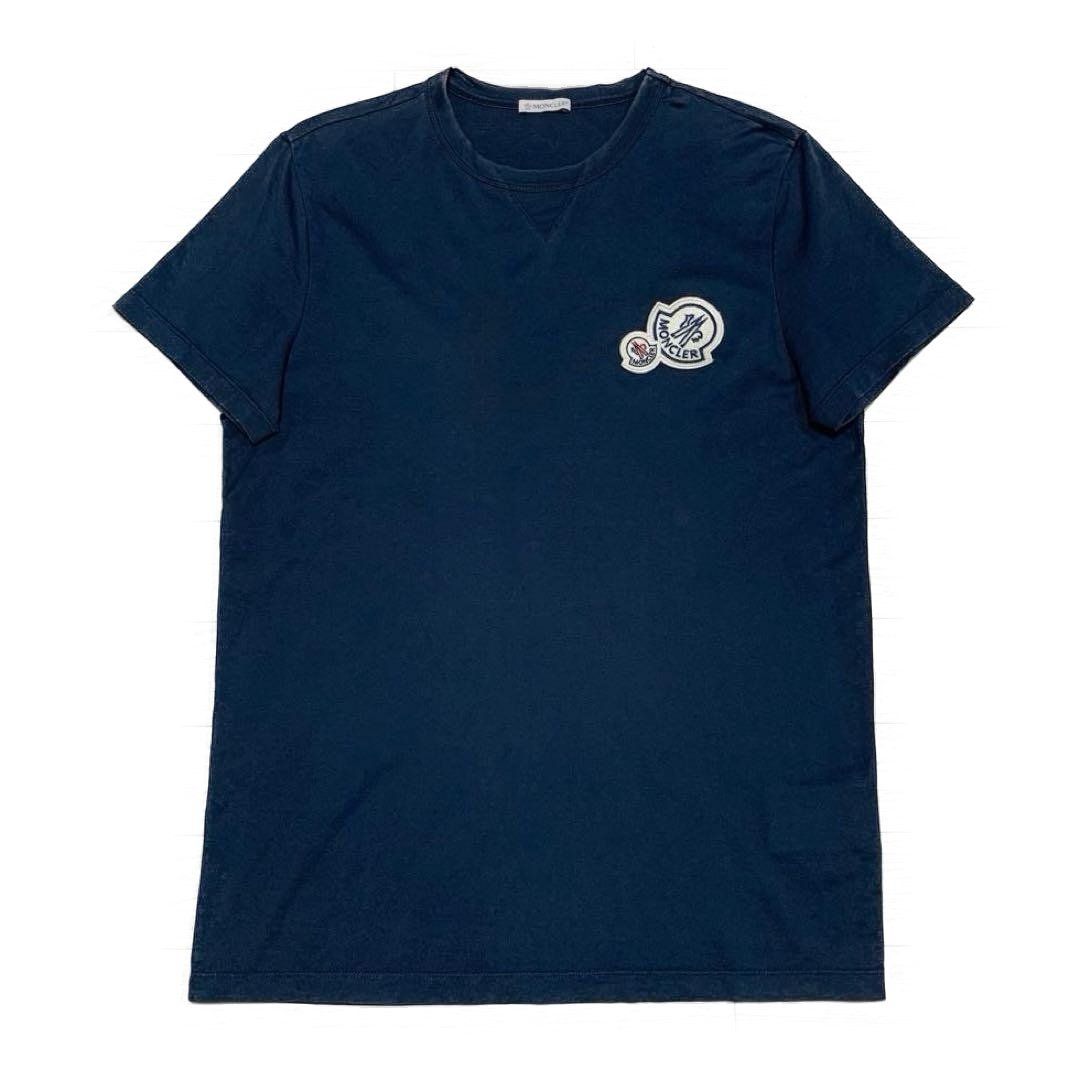 モンクレール ネイビー ダブルロゴ M Tシャツ 国内正規品 5S22 - メルカリ