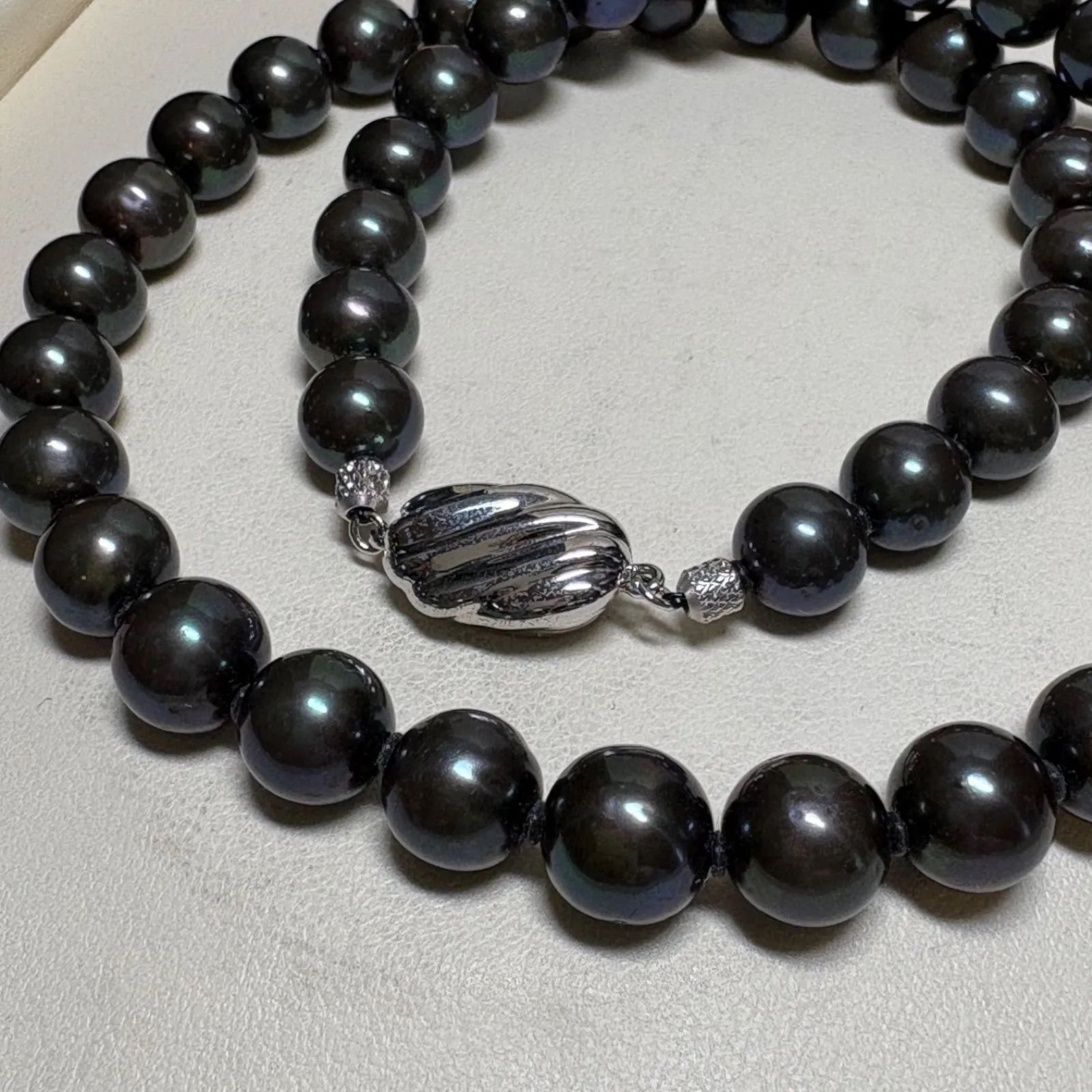 照り抜群✨ジュエリーマキ 黒真珠 約8.3-9.3mm 本真珠ネックレス SV