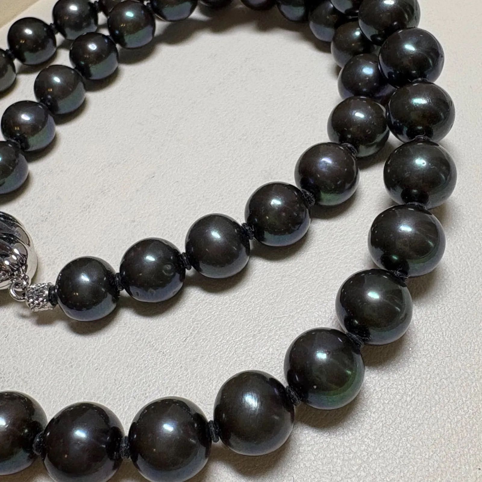 照り抜群✨ジュエリーマキ 黒真珠 約8.3-9.3mm 本真珠ネックレス SV