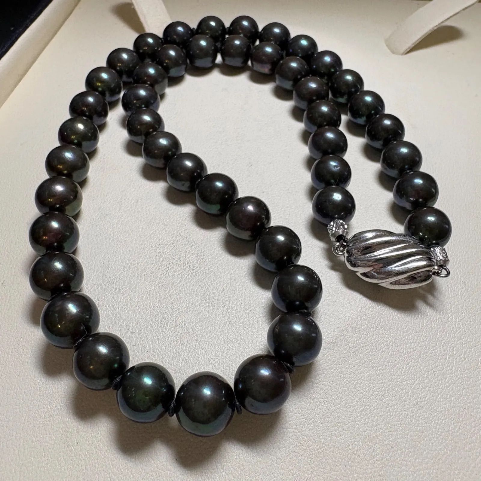 照り抜群✨ジュエリーマキ 黒真珠 約8.3-9.3mm 本真珠ネックレス SV