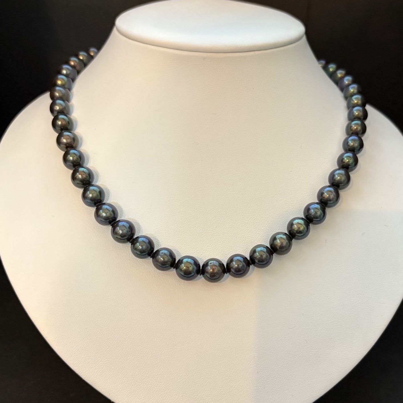 照り抜群✨ジュエリーマキ 黒真珠 約8.3-9.3mm 本真珠ネックレス SV