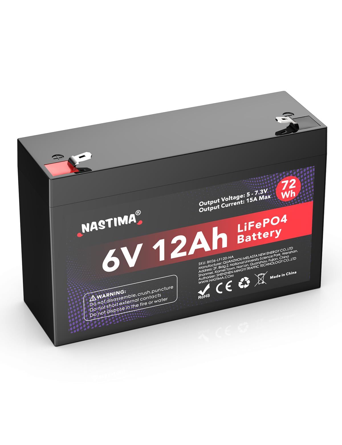 迅速に発送】Nastima 6V 12Ah リン酸鉄リチウムイオンバッテリー 充電