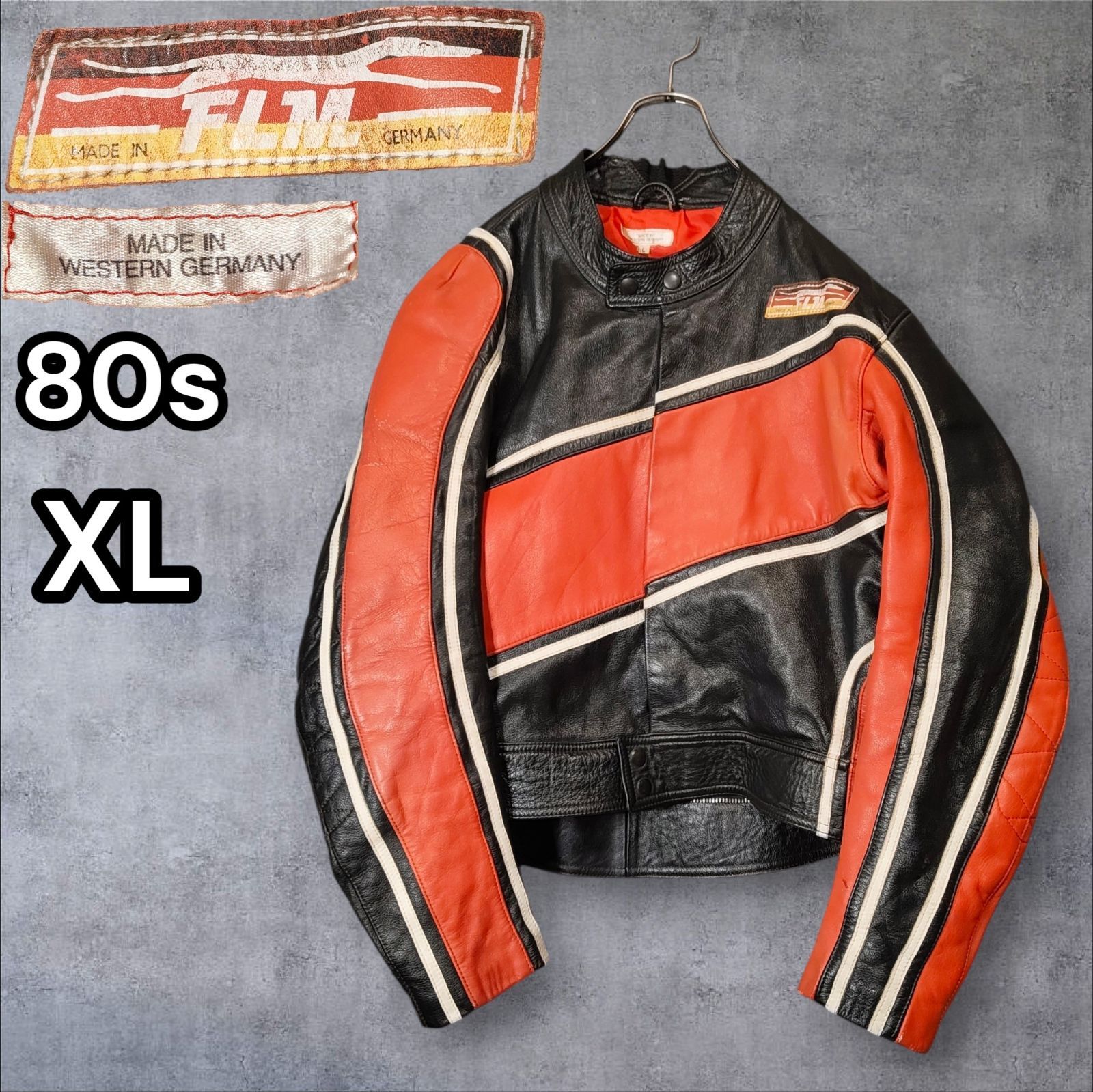 希少 80s XL 西ドイツ製 FLM レザー レーシング ジャケット W.GERMANY