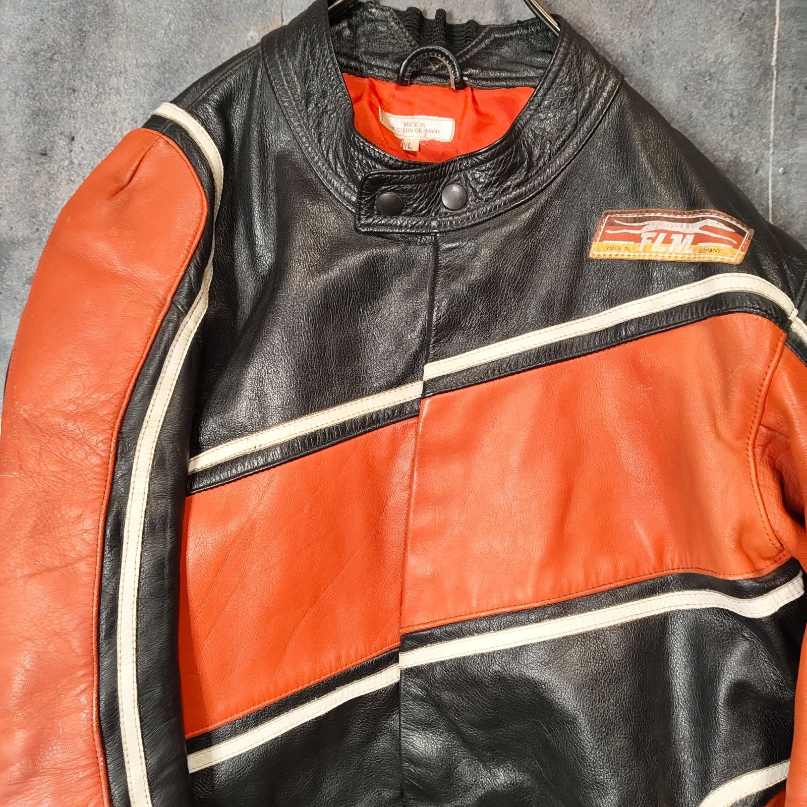 【希少】スクーター レザージャケット XL アメリカ製 80's ヴィンテージ 希少 80s XL 西ドイツ製 FLM レザー レーシング ジャケット W.GERMANY