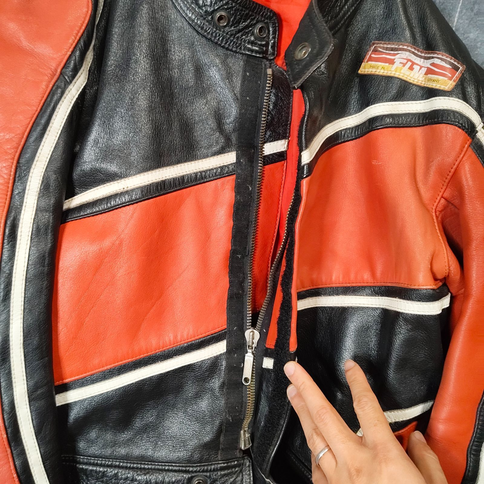 希少 80s XL 西ドイツ製 FLM レザー レーシング ジャケット W.GERMANY