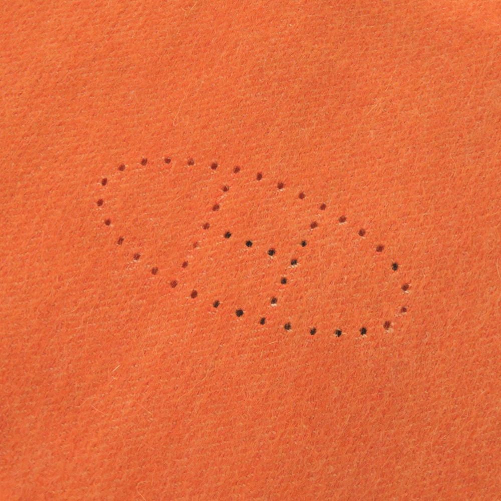 新品同様 エルメス ロゴ カシミヤ オレンジ マフラー 0784 HERMES