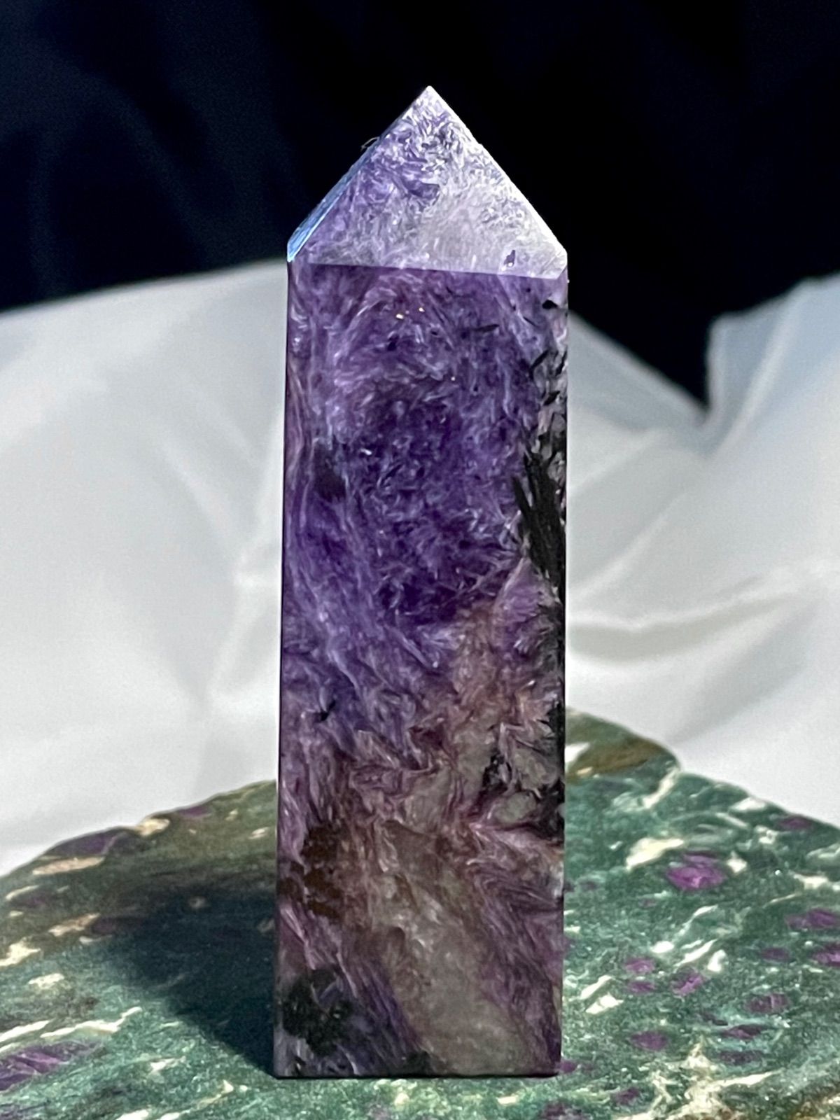 希少石☆高品質【チャロアイト】タワー◇ポイント◇四角柱◇天然石