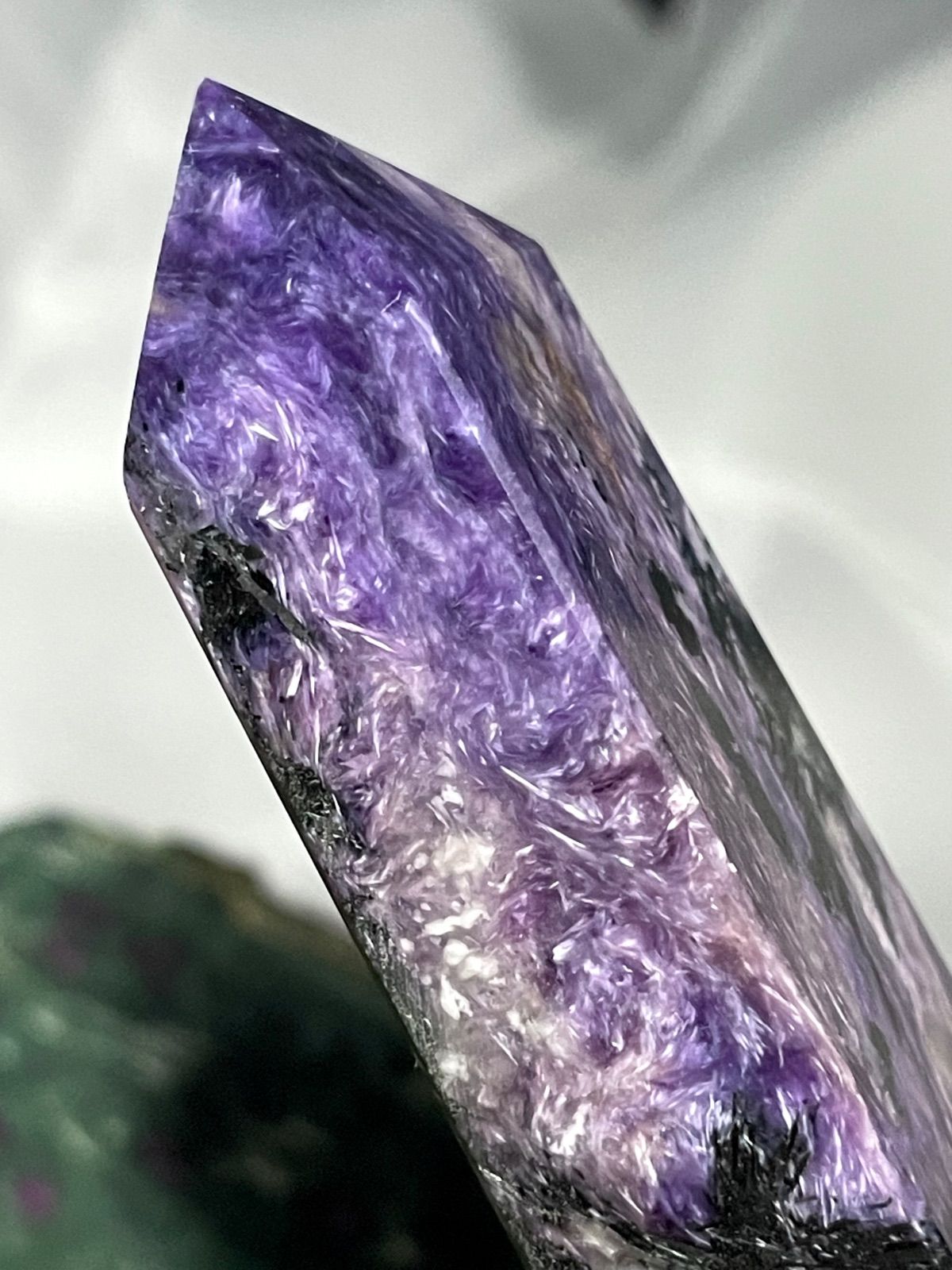 希少石☆高品質【チャロアイト】タワー◇ポイント◇四角柱◇天然石