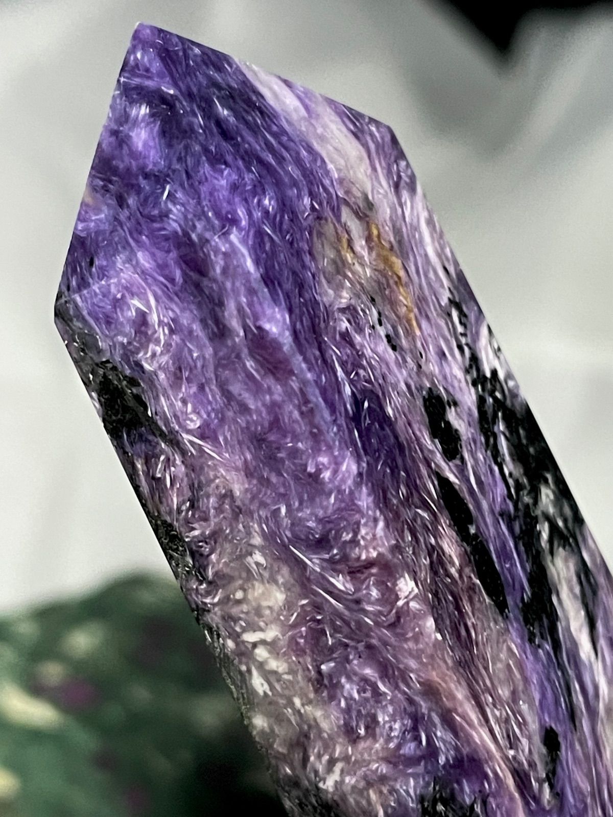 希少石☆高品質【チャロアイト】タワー◇ポイント◇四角柱◇天然石